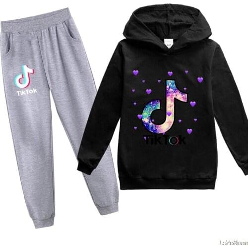 Tik Tok Hoodies Toddler Girl Clothing Set Fashion Long Sleeve Kids T Shirt Trousers Children Kids Girls Sweatshirt Suit