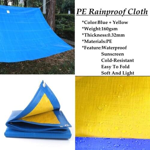 Thickness 0.32mm Blue And Yellow PE Tarpaulin Rainproof Cloth Garden Courtyard Succulent Plants Sunshade Awning Cover
