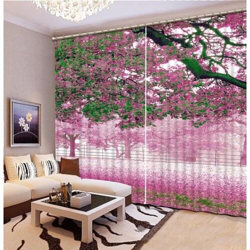 Customized Blackout Window Curtains Living Room 3D Curtains Romantic Cherry blossoms Office Home Hotel Cortinas Para Sale