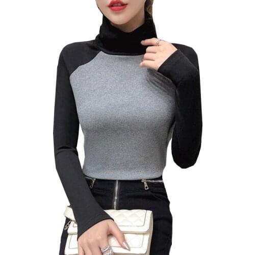 Stitch Turtleneck Long-Sleeved Woman Clothes WomenS T-Shirts Harajuku Vintage Tops Blouses Spring Autumn Winter 2020 D0632