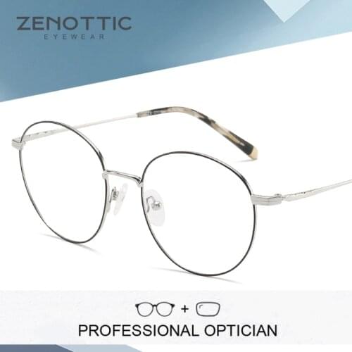 ZENOTTIC Brand Prescription Glasses Women Progressive Myopia Alloy Oval Frame Eyeglasses Anti Blue Light Eyewear Reading Glasses