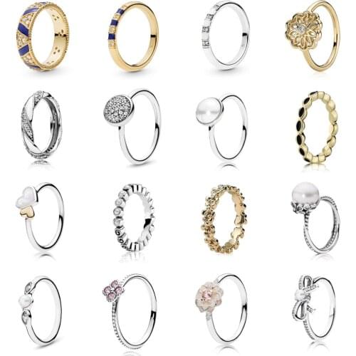 NEW 2021 100% 925 Sterling Silver Pearl Flower Butterfly Ring Women Fit DIY Original Bracelet Fshion Jewelry Gift