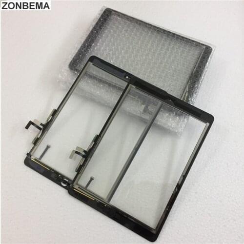 ZONBEMA 20pcs/lot NEW Touch Screen Digitizer Assembly with Home Button & Flex Cable+sticker For iPad Air 5