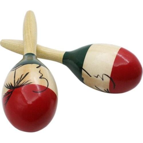 1 Pair Wooden Large Maracas Rumba Shakers Rattles Sand Hammer Percussion Instrument Musical Toy