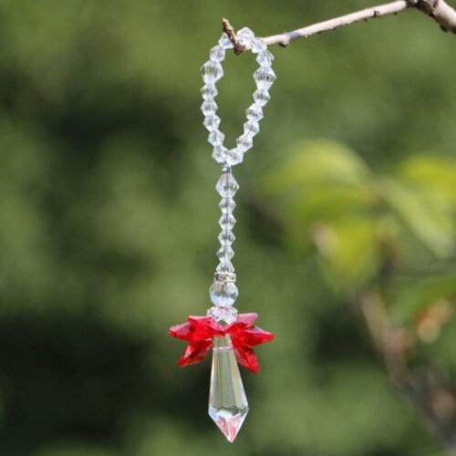 1PCS Red Hanging Crystal Angel Suncatcher Prisms Pendant Healing Ornament Xmas Decor Gift