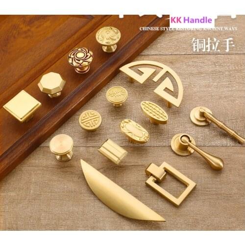 1Pcs/Lot Brass Furniture Cupboard Closet Drawer Cabinet Knob Furniture Hardware Fittings Hex Round Square Design