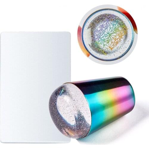 1PC Handle Holographic Transparent Nail Stamper For Stamping Plate Clear Stamper Head Nail Art Stamp Template Tools For Plate