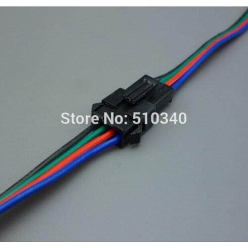 100 Sets 2.54mm 4-Pin 4 Way Multipole Connector plug With Wire (100pcs male+100pcs female) with wire