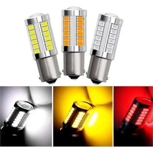 2PCS 1156 Bay15d 33SMD Car LED Signal Bulb DRL Super Bright Fog Lamp Auto Tail Brake Reverse Parking Light 12V White Red Yellow