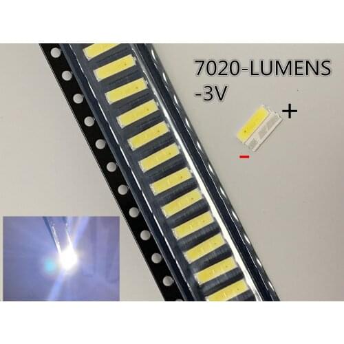 2000PCS FOR LUMENS 7020 SMD LED Beads 3V 0.5W 150mA Cool white LCD Backlight for TV Application SANE7020P-0W-2074