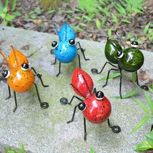 4Pcs Set Metal Ant Wall Decor Colorful Indoor Bathroom Kids Room Outdoor Garden Fence Yard Art Wall Sculptures Decoration