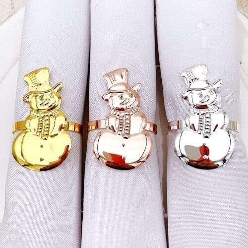 2021 New 6pcs Christmas Napkin Rings Christmas Snowman Napkin Rings Hotel Birthday Wedding Xmas Party Table Decoration