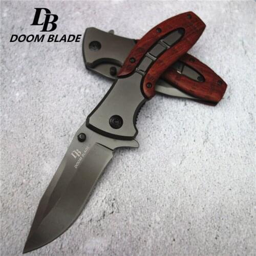 7.9" 57HRC Knives steel + wood handle outdoor Camping multi-function folding knife 5Cr15Mov steel hunting knife EDC tool
