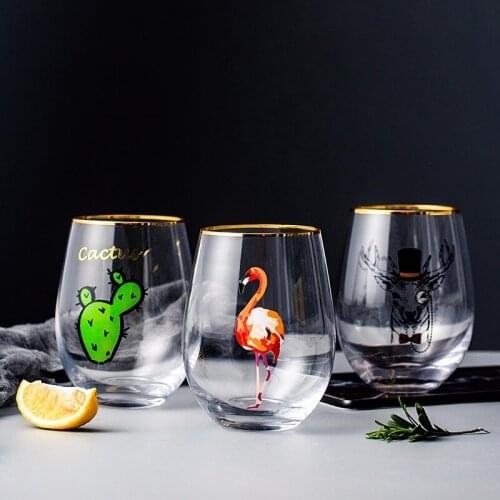 Northern Europe MEOR Cat Big Belly Gold Rim Wine Glass Mousse Tray Dessert Juice Cocktail Egg Shape Swig Cup Travel Cooler Mugs