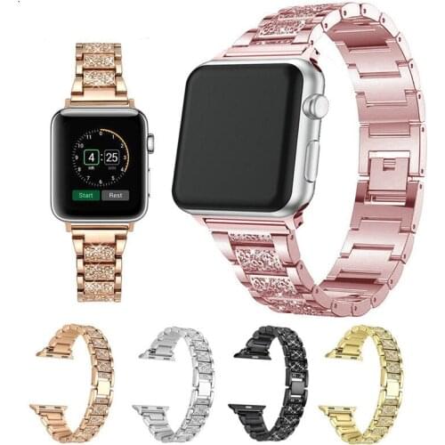 Luxury Metal Diamond Bracelet for Apple Watch Band 44mm 42mm Iwatch 5 4 3 2 1 38mm 40mm Stainless Steel Strap Wrist Watch Loop