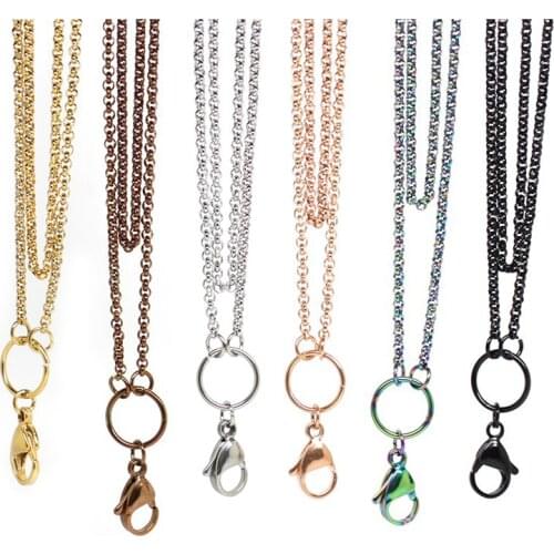 Carvort 32 inches Stainless steel rolo chain floating locket chains necklace chain
