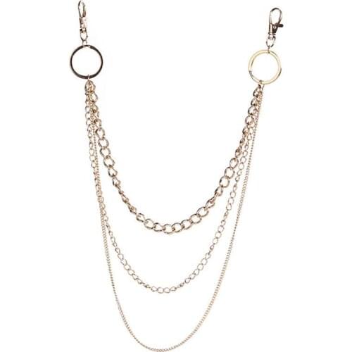 1pc Fashion Unisex Waist Chain Pant Chain Punk Style 3-Layer Trousers Chain Belt Chain Keychain Clothing Accessories