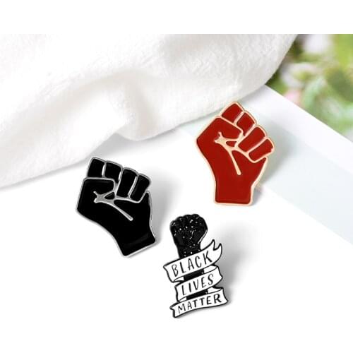 Black lives Protest against racial discrimination Rists Enamel Brooch matte Black man raised unity fist Lapel Pins Badge