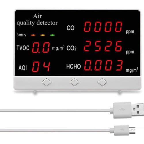 Digital Display Indoor/Outdoor CO CO2 HCHO TVOC Detector CO2 meter High Accuracy Air Quality Monitor Gas Analyzer