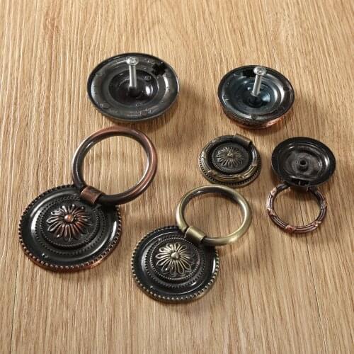 Zinc Alloy Antique Bronze Door Cabinet Drawer Dresser Drop Ring Knob Furniture Wardrobe Cupboard Pull Handle Diameter 37/45/55mm