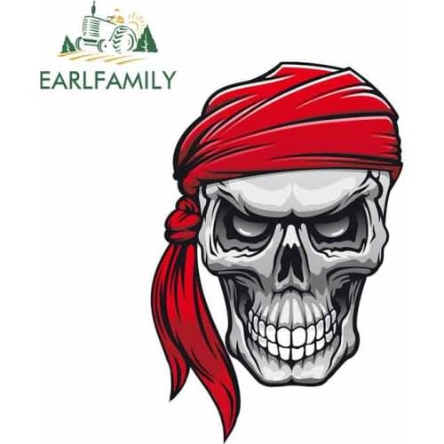 EARLFAMILY 13cm x 8.5cm for Pirate Skull Oem Anime Car Stickers Vinyl JDM Bumper Trunk Truck Graphics Windshield Bumper Windows
