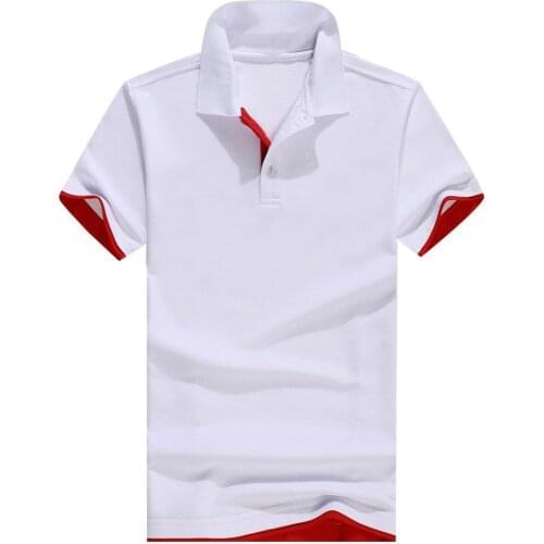 PoloShirt Men Color Block Button Turn Down Collar Short Sleeve T-Shirt Slim Top Casual Fashion Men tops