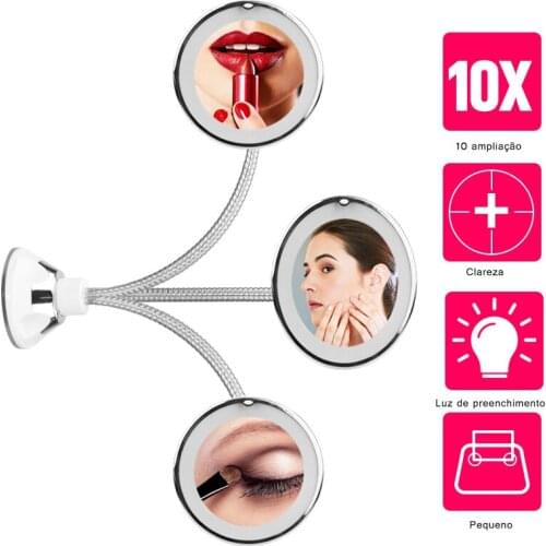 5X 10X Flexible Magnifying Makeup Mirror with LED light, Desktop CountertopMakeup & Skin care Vanity Mirror Works with Batteries
