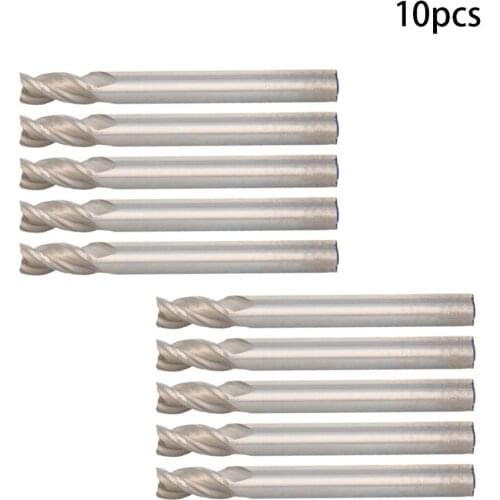 Length 57~72mm HSSAL Straight Shank Milling Cutter Head 6/7/8/9mm Handle 6/8/10mm 3-edge Machine Tool accessories Drill Cutter