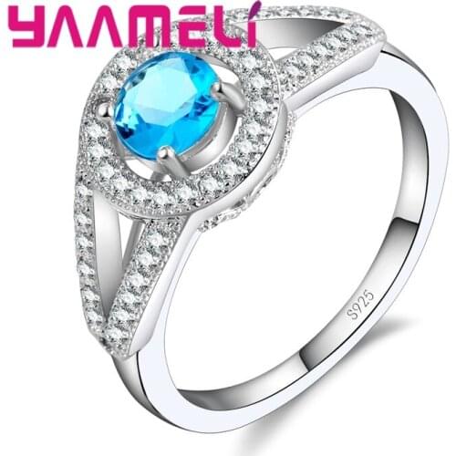 Wide Face Ring 925 Sterling Silver Round Multicolor Crystal Stone Cubic Zirconia Halloween Retro For Bride Lady