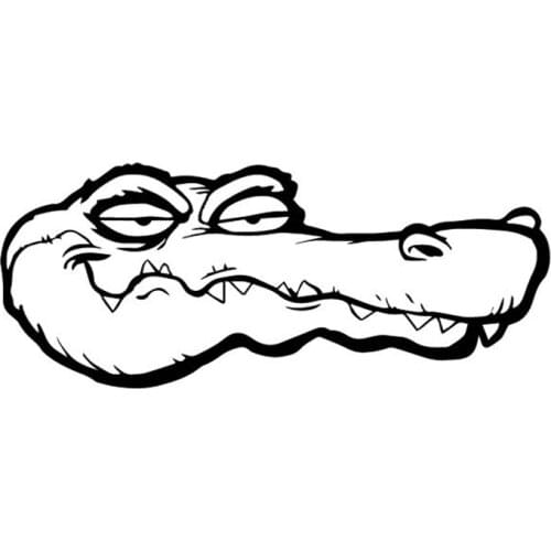 Crocodile Head Cartoon Animal Decals High Quality Fashion Car Decoration Personality Pvc Waterproof Decals Black/white, 16cm*7cm