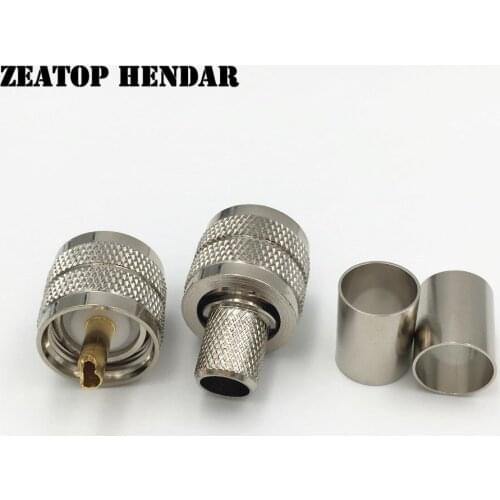 5Pcs Brass UHF PL-259 Male Jack PL259 Plug Crimp for RG8 RG213 RG165 7D-FB RF Cable Straight Soldering Connector