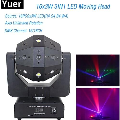 Laser Beam Strobe 3IN1 120W LED RGBW Moving Head Light Club DJ Stage Lighting Party KTV Bar Disco Dj Moving Heads Light