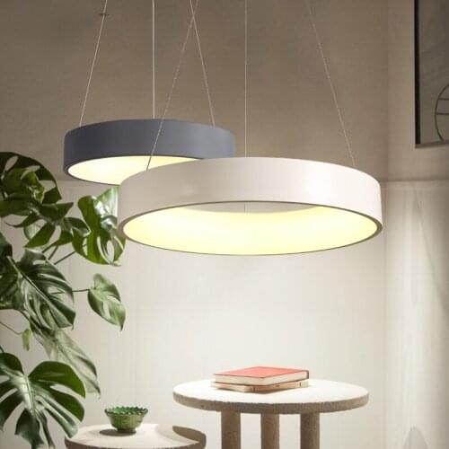 Round table round chandelier led simple fashion art dining room iron lamp Nordic ring office lighting fixture led lighting lamps