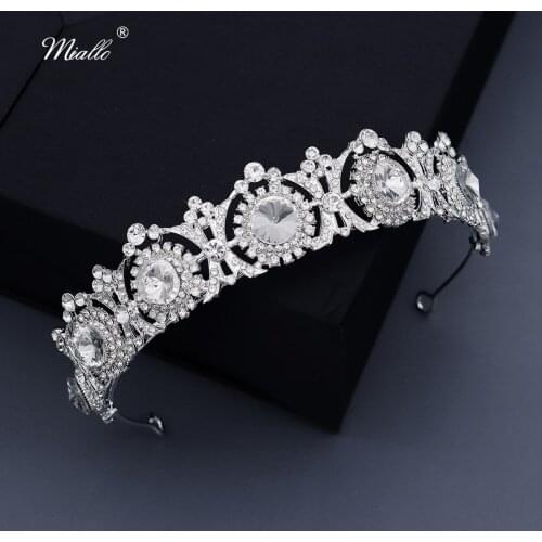 Miallo Fashion Silver Color Crystal Crown and Tiara Bridal Wedding Hair Jewelry for Women Accessories Bride Headpiece Prom Gifts