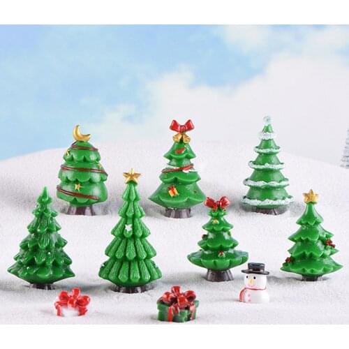 Christmas Tree Miniature Figurine Mini Christmas Decoration For Home Kawaii Diy Fairy Garden Ornaments Resin Craft One Piece