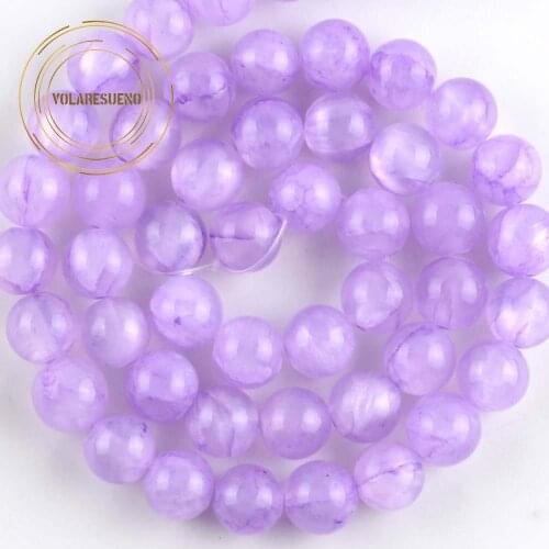 Natural Stone Purple Jades Chalcedony Beads Round Loose Spacer Beads For Jewelry Making Diy Bracelet Necklace 4/6/8/10/mm 15