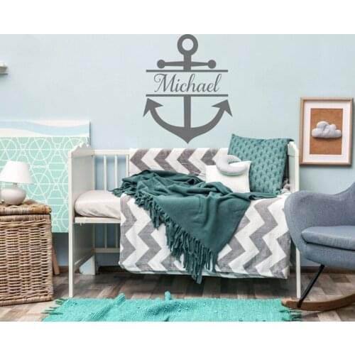 Personalized Name Sticker with Anchor Nautical Name Wall Decor Anchor Decal Custom Vinyl Decal Kid Wall Decal Nursery Decor Z457