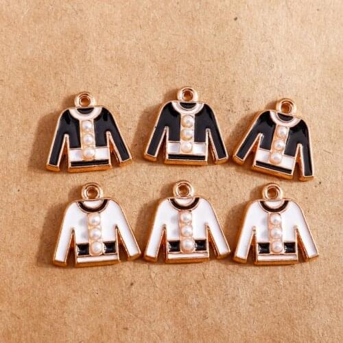 10pcs 16*16mm Enamel Pearl Button Tops Charms for Jewelry Making Fashion Clothes Pendants for Necklaces Bracelets DIY Findings