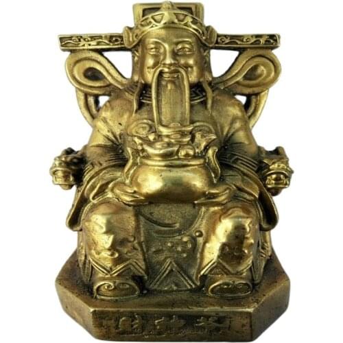 SUPERB VINTAGE COLLECTABLE OLD BRASS CASTING THE GOD OF WEALTH STATUE