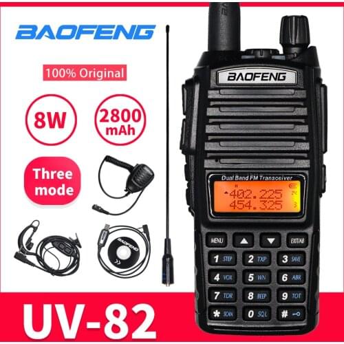 Walkie Talkie High 8W Baofeng UV 82 FM Transceiver Portable Two-way Radio 128H Dual Band Radio Ham Radio VHF/UHF UV-82 Intercom