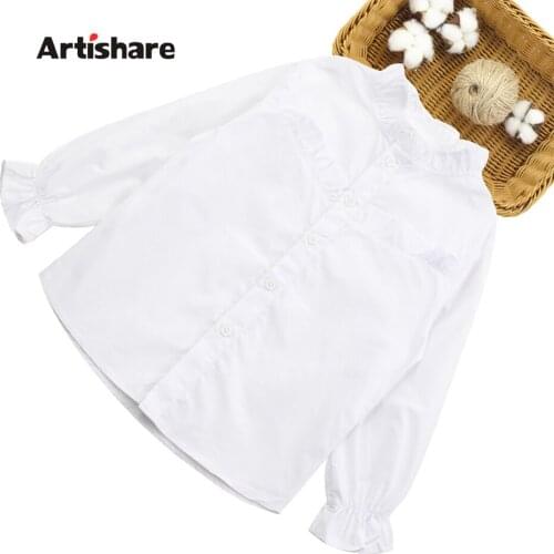 Shirt For Girl Ruffles Girls White Shirts Casual Style Childrens Shirt For Girls Spring Autumn Clothes For School For Girls 6 8