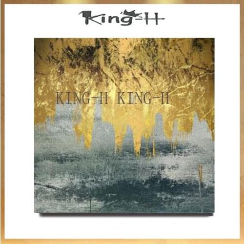 Hand-painted oil painting abstract yellow with gold painting modern many colors to decorate children room hall