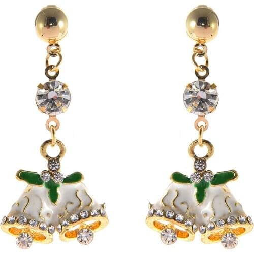 Christmas Bell Shape Rhinestone Earrings Fashion Ladies Christmas Gift Earrings Earrings