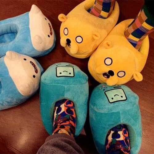 Women indoor Slippers Adventure Time Slippers Lovers Jake BMO Warm Woman Slippers Finn Plush Shoes Home House Slippers Children