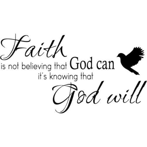 Faith is Not Believing That God Can Its Knowing That God Will Vinyl Wall Decal Christian Quotes Religious Art Letters Décor