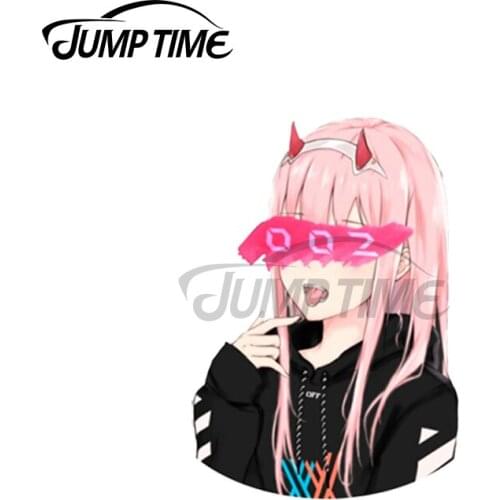 Jump Time 13 x 9cm For Anime Darling in the FranXX Zerotwo Car Sticker Windshield Trunk Decal Windows Personality Vinyl Car Wrap