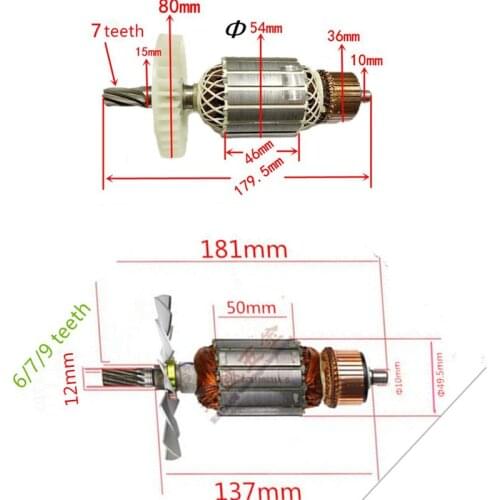 AC 220-240V 6/7/9 teeth Armature Motor Replacement for MAKITA 5900B 5900BR 516514-4 516513-6 Circular Saw Rotor
