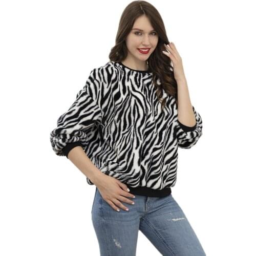 Black and White Striped Autumn Clothes Korean Womens Long Sleeve Women Pullover Streetwear Knitted Leopard Pullovers