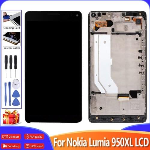 5.7" AMOLED For Microsoft Lumia 950XL RM-1116 LCD Display Touch Screen With Frame Original Digitizer Assembly Replacement