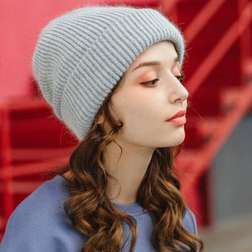 Rabbit Fur Skullies Hat Winter Warm Beanie Hat for Women Hat Knitted Bonnet Cap Female Caps for Girl hat winter hats for women